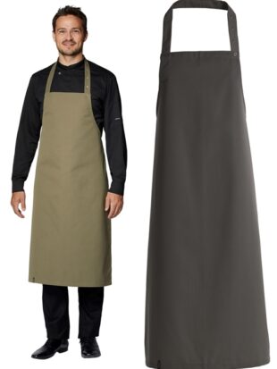 Brown Adjustable Bib Apron With Leather Strap From Oliver Harvey