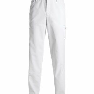 Unisex püksid reie-taskuga, valge