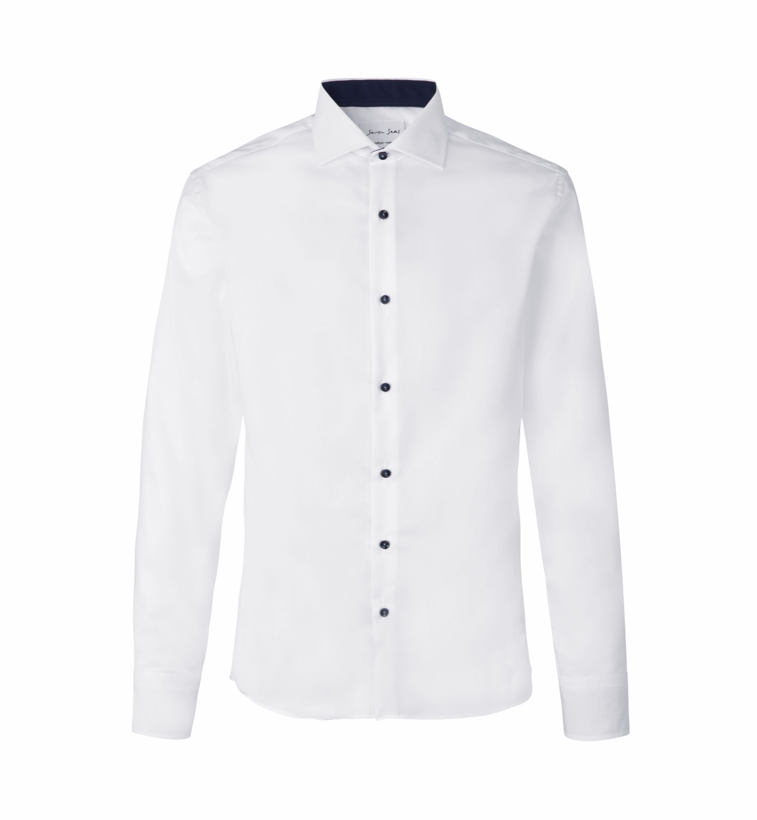 Fine Twill Contrast triiksärk, slim, valge