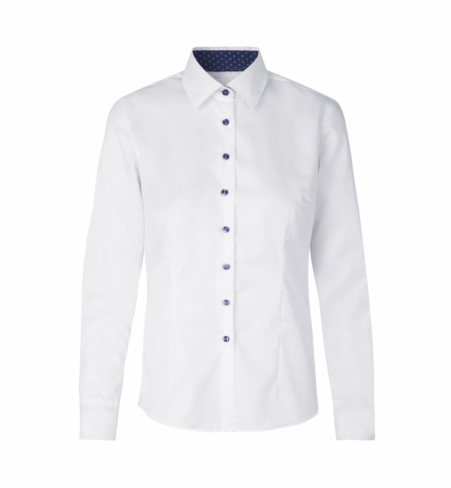 Naiste Fine Twill Contrast triiksärk, valge