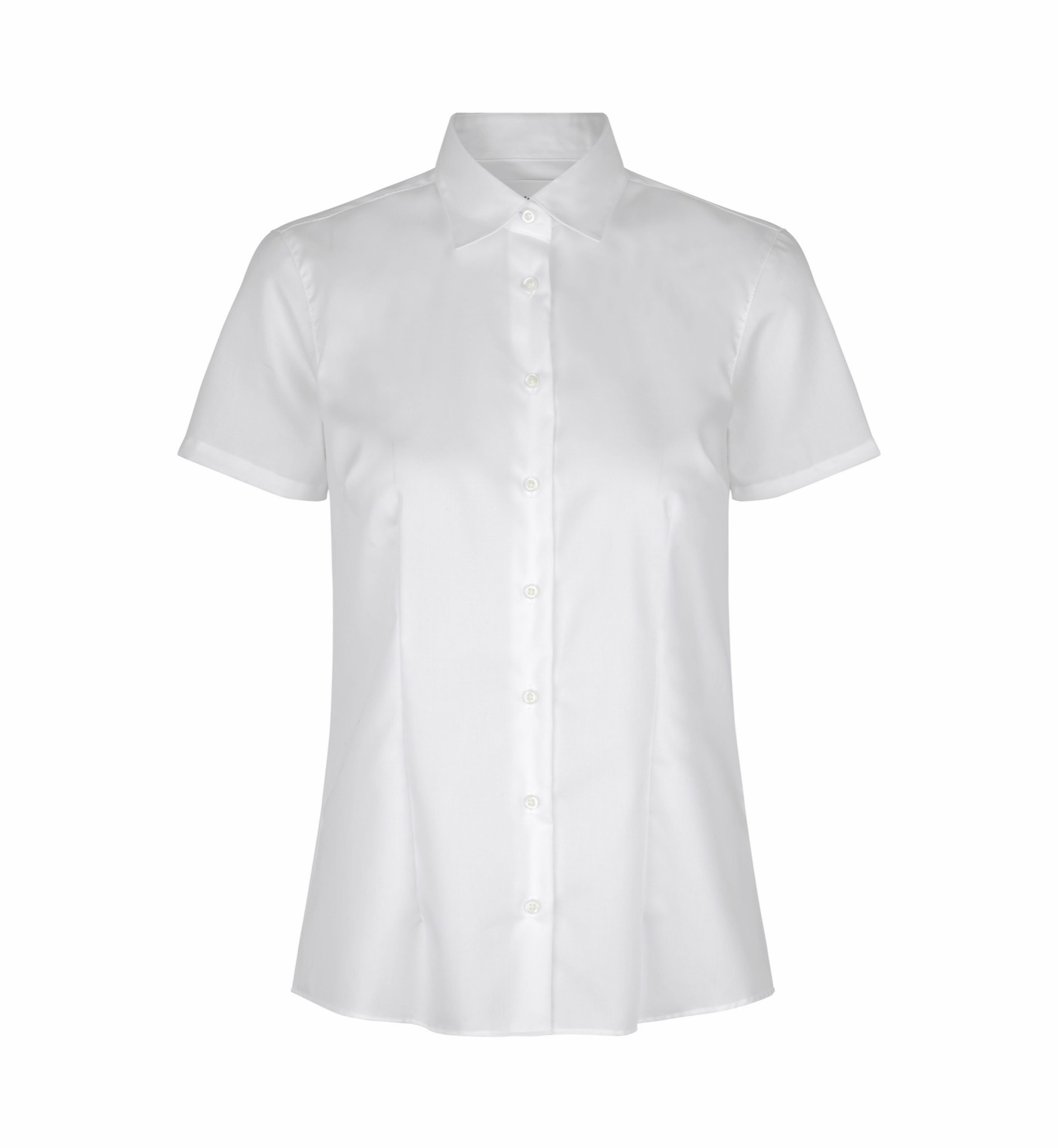 Naiste lühikeste varrukatega Fine Twill triiksärk, valge