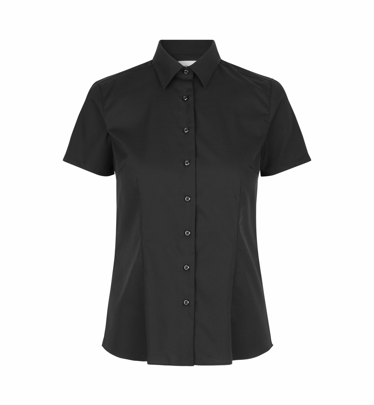 Naiste lühikeste varrukatega Fine Twill triiksärk, must