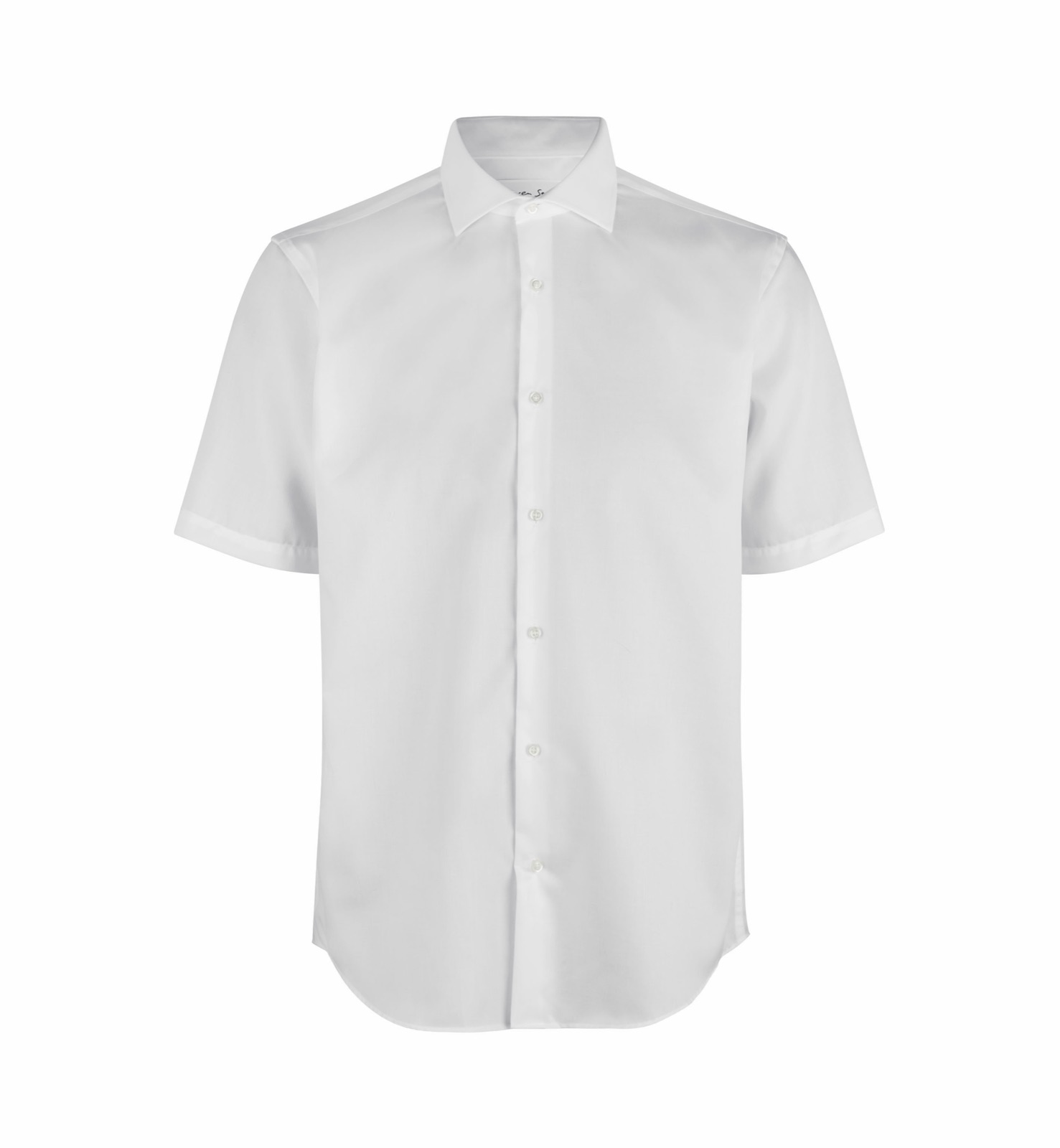 Lühikeste varrukatega Fine Twill triiksärk, valge