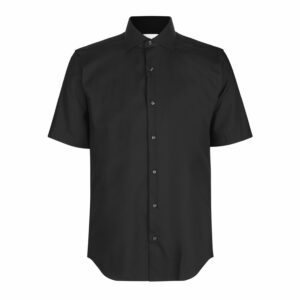 Lühikeste varrukatega Fine Twill triiksärk, must