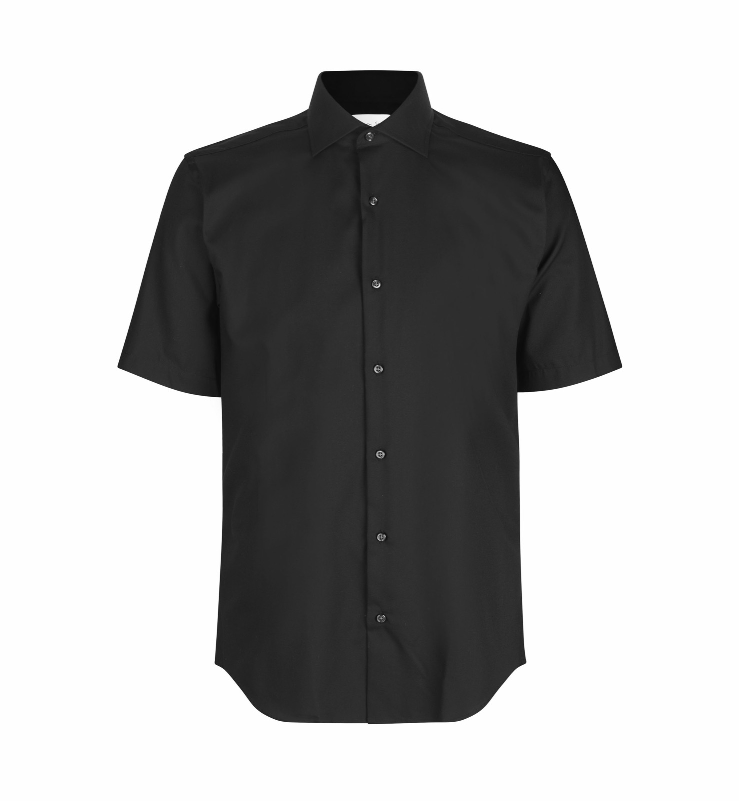Lühikeste varrukatega Fine Twill triiksärk, must