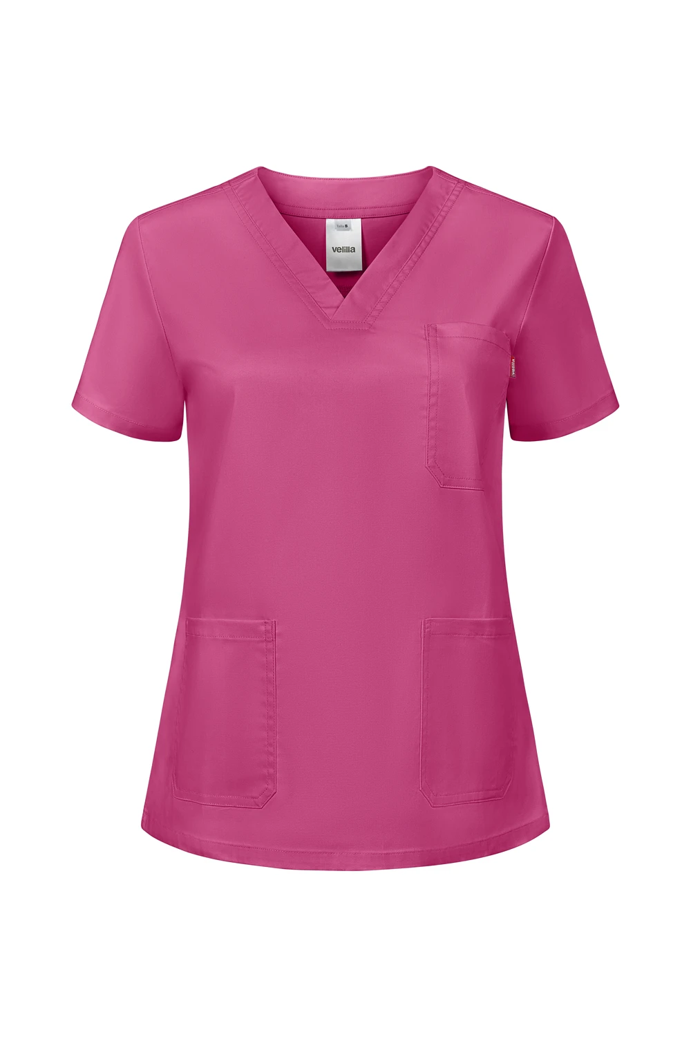 Naiste stretch meditsiinituunika, lühikesed varrukad, fuksia